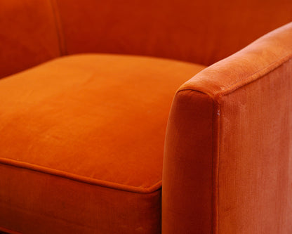 Pair of Crate & Barrel Burnt Orange Velvet Accent Chairs