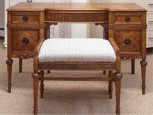Walnut 4 Darwer Vanity with Burled Wood & Carving With Stool