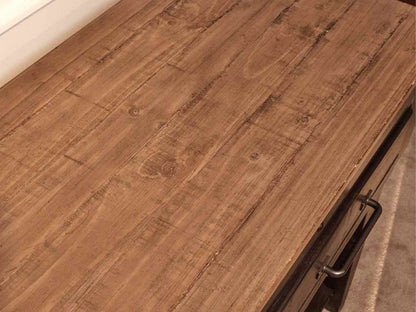 Kincaid Black & Barnboard Finish Plank Top Console with Shelf