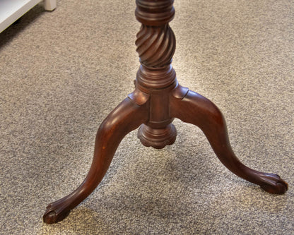 Henkel Harris Mahogany Round Side Table on Carved Pedestal Base