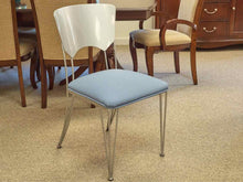 Set of 10 Regal Dining Chairs in Blue Uphostery with Silver Finish Frame