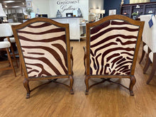 Pair of Carved Wood Zebra Armchairs