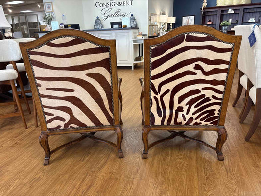 Pair of Carved Wood Zebra Armchairs