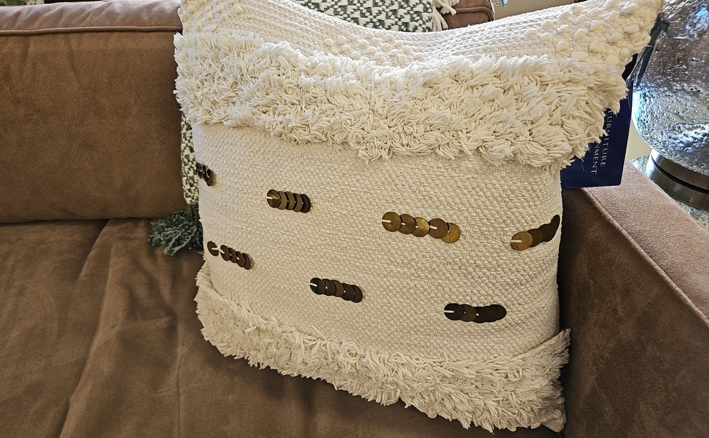 Ivory Accent Pillow w/ Gold Accents