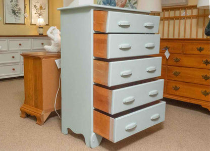 French & Heald Solid Maple 5 Drawer Chest in Ice Blue Finish