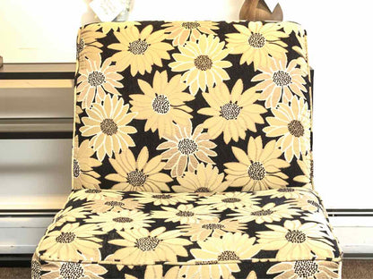 La-Z-Boy Black & Cream Floral Upholstered Armless  Chair