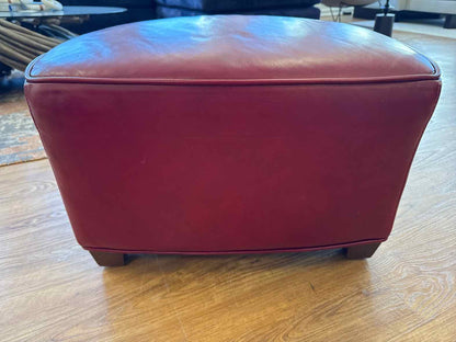 Ethan Allen Crimson Leather Arm Chair & Ottoman