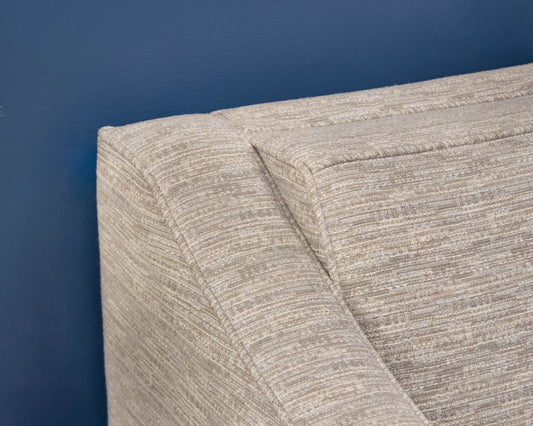 Avery Boardman Textured Track Arm Sofa In Hues Of Beige/Blue & Cream
