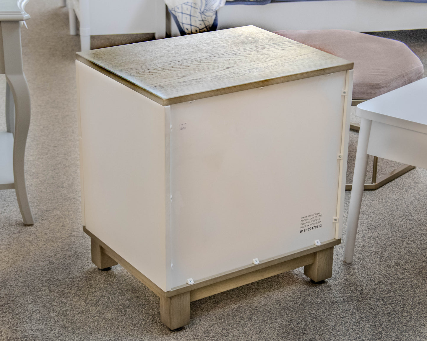 Land of Nod 2-Drawer Nightstand in White and Grey
