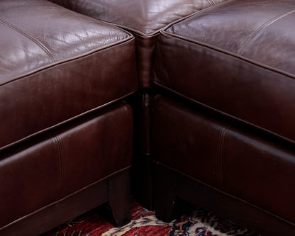 Ethan Allen Brown Leather 3-Piece Sectional