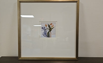 'Milk Bottle Floral A' in Champagne Frame