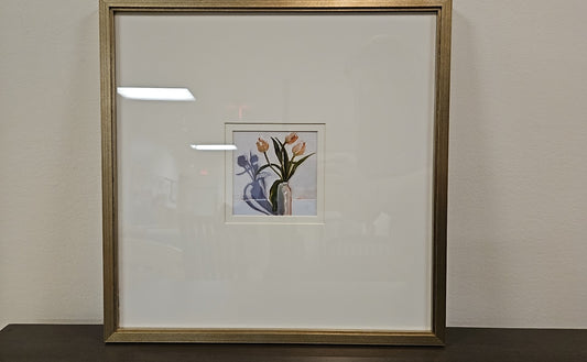 'Milk Bottle Floral A' in Champagne Frame