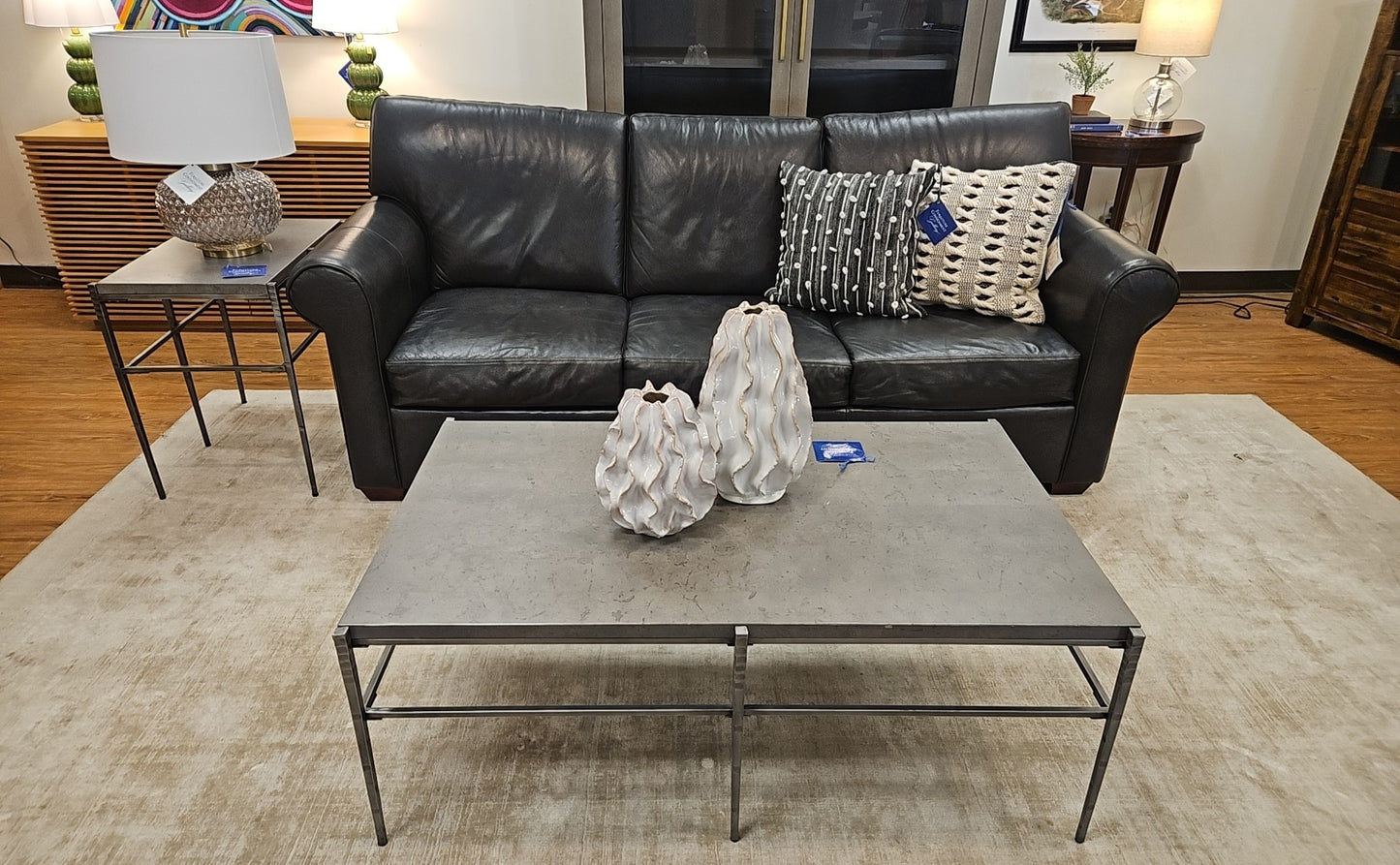Klausner Charcoal Leather Sofa