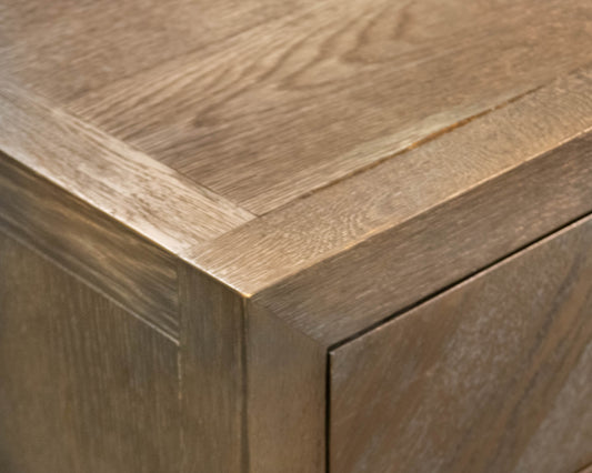 RH Herringbone 40" Closed Nightstand in Brown Oak Finish