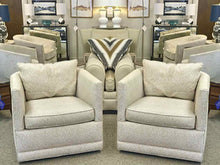 Pair of Boston Interiors Swivel Barrel Chairs in Cheetah Print