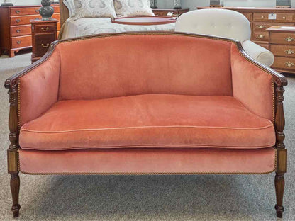 Hickory Chair Mahogany Frame Settee in Rose