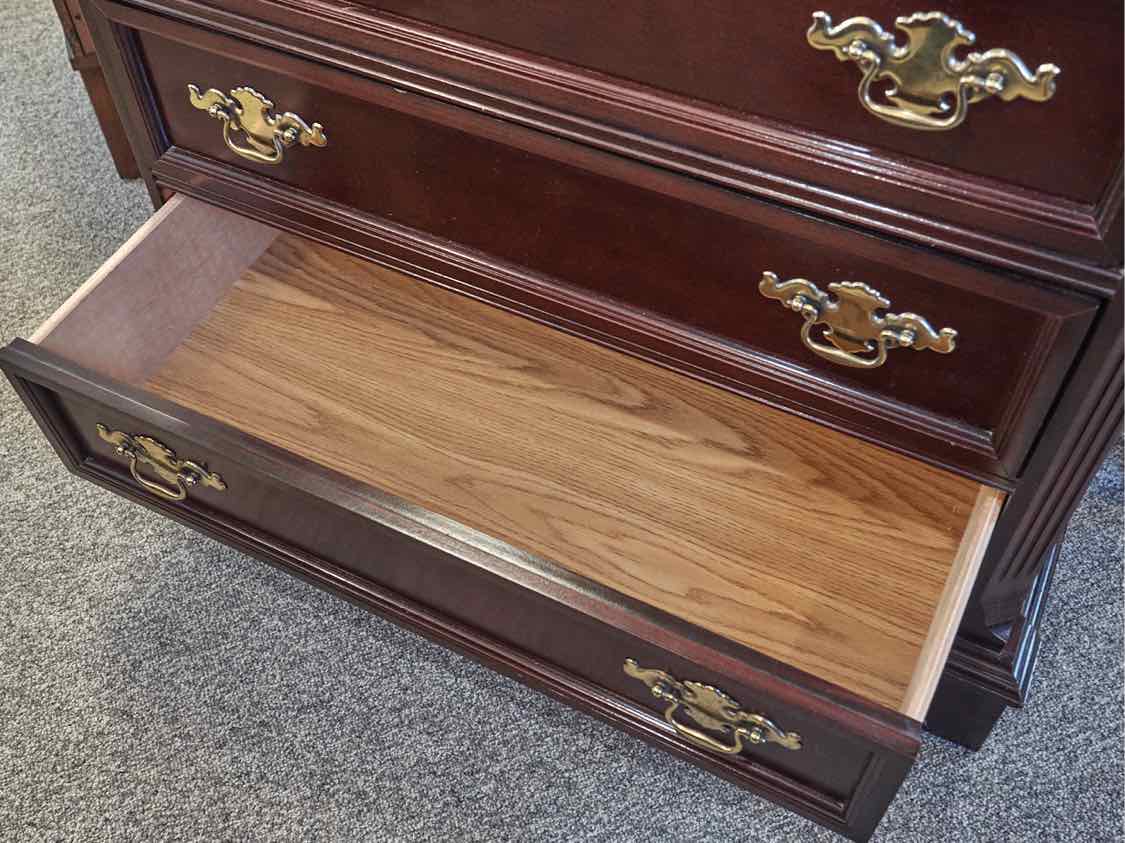 Bassett Cherry Accent Chest with 3 Darwers & Brass Chippendale Pulls