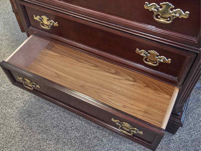Bassett Cherry Accent Chest with 3 Darwers & Brass Chippendale Pulls