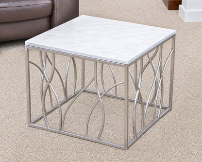 Pair of Silver Base Stone Top Side Tables
