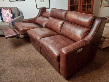 Bernhardt   3 Cushion Sofa  Chestnut Brown Leather Power  Recliner