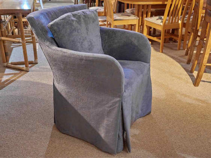 Pair Of Saladino Furniture 'Violet Blue' Slipcovered   Dining Chairs On Wheels