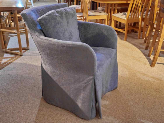 Pair Of Saladino Furniture 'Violet Blue' Slipcovered   Dining Chairs On Wheels
