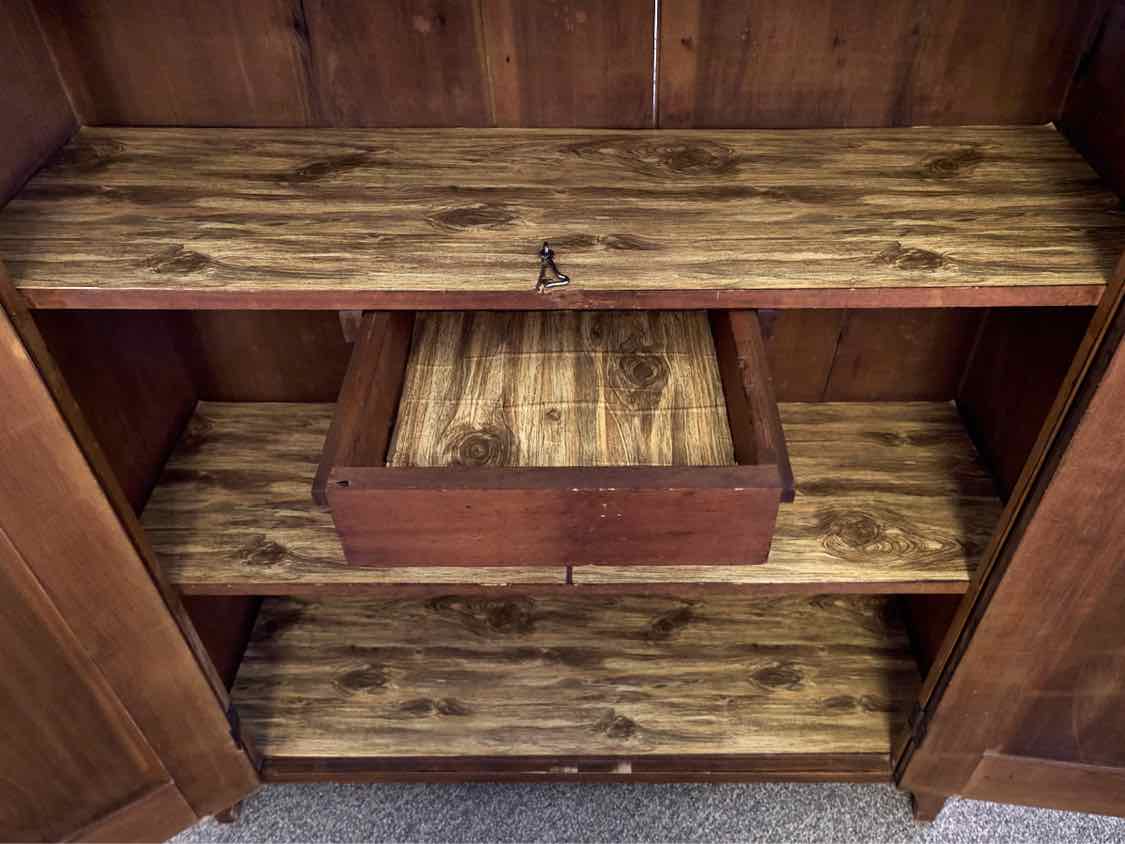 Cherry 2 Door Storage Piece with Shiplap Wood  Back