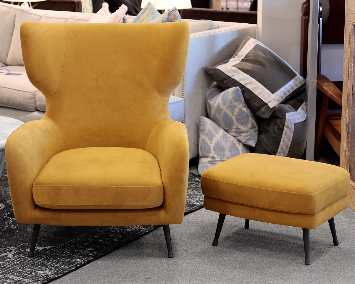 West Elm Lucia Wing Chair and Ottoman