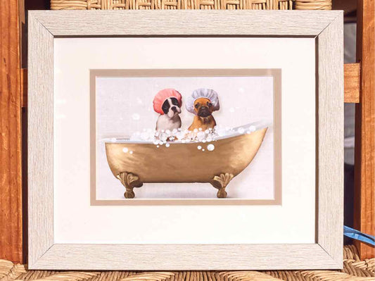 'Bath Dogs II' Framed Print 2/2
