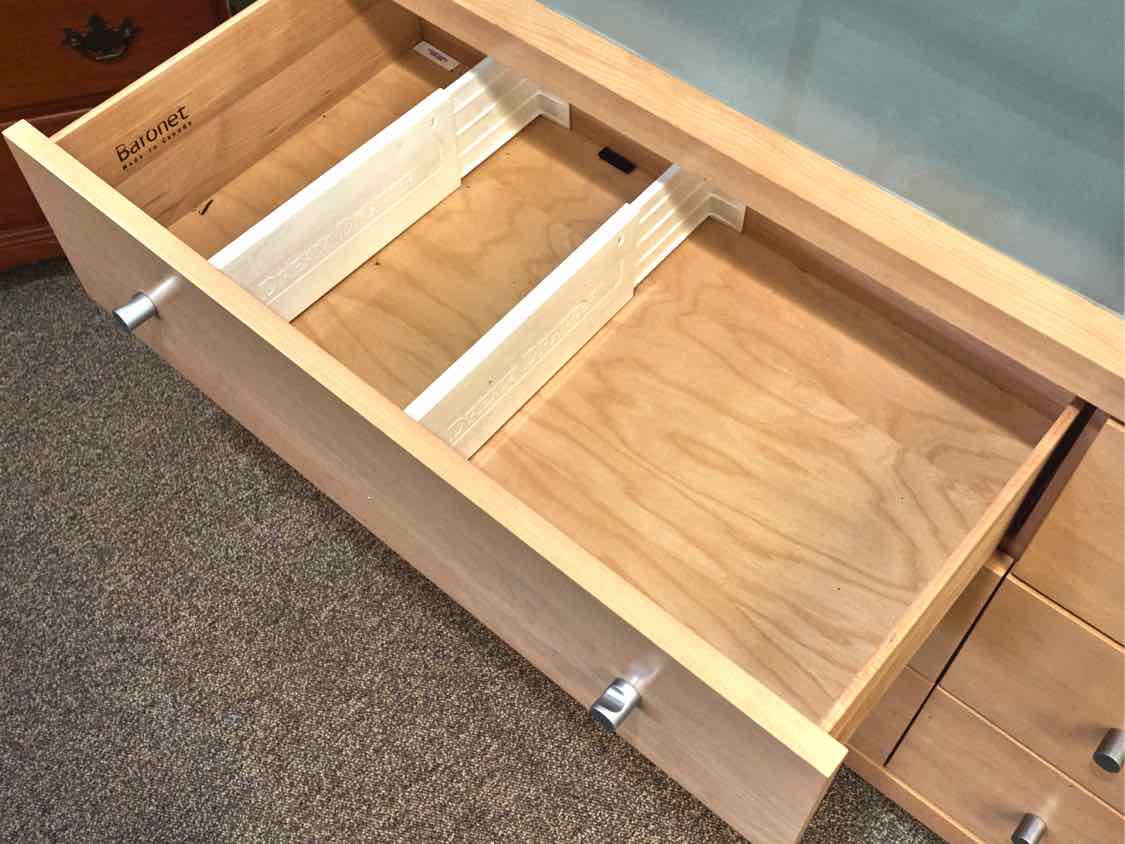 Baronet Double Dresser with Glass Top & Brushed Nickel Pulls