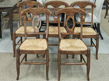 Pottery Barn Set of  5 Napoleon Solid Wood w/  Rush Seating  Dining Chairs