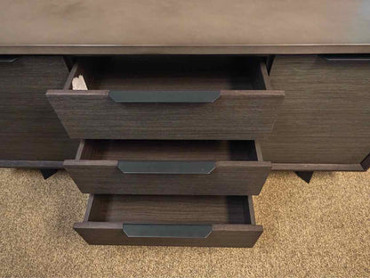 Slate Grey Finish 2 Door Credenza with Stone Top