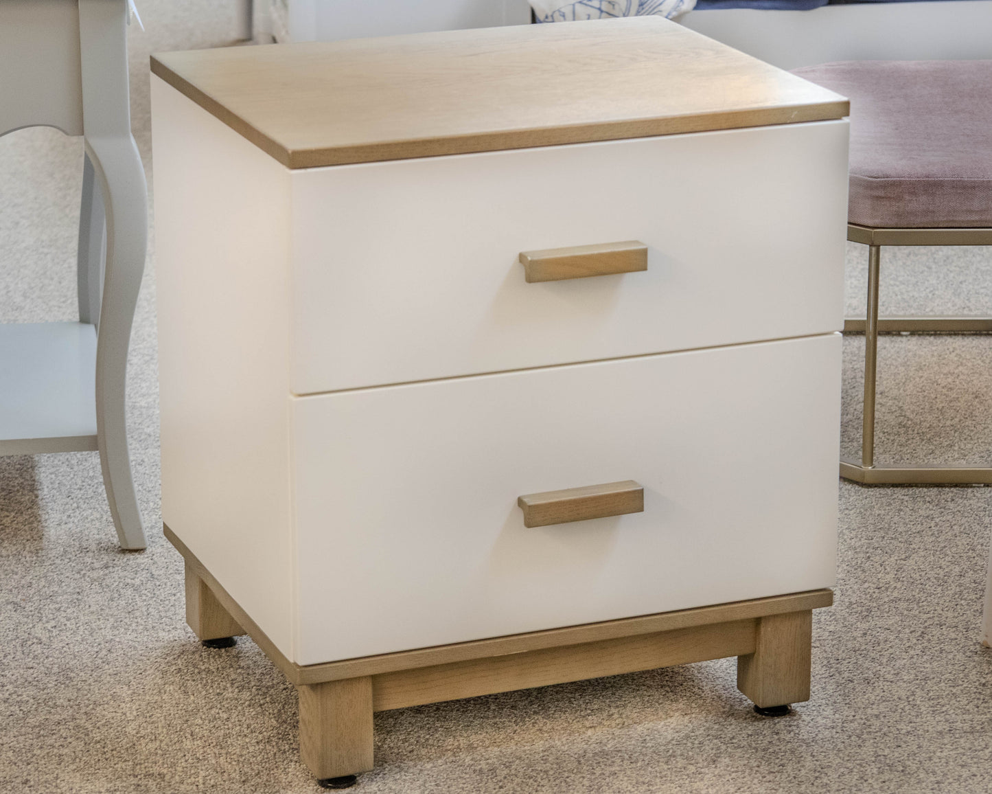 Land of Nod 2-Drawer Nightstand in White and Grey