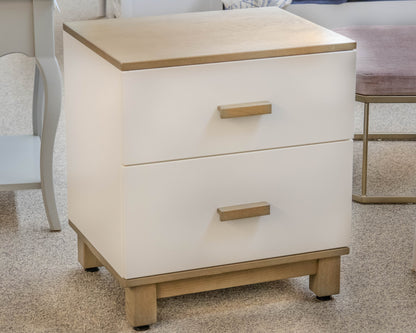 Land of Nod 2-Drawer Nightstand in White and Grey