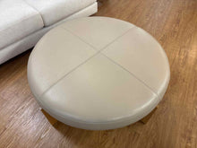 Circle Furniture Leather Ottoman w/ Oak Base