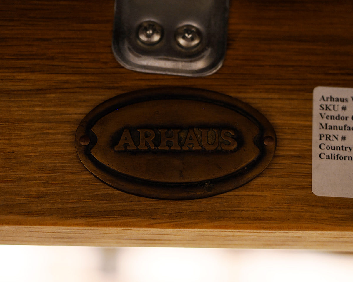 Arhaus Leather Industrial Dining Bench