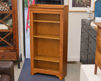 Oak Glass Door Bookcase with 3 Adjustable Shelves