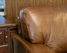 Soft Line Brown Leather Track Arm 67" Sofa