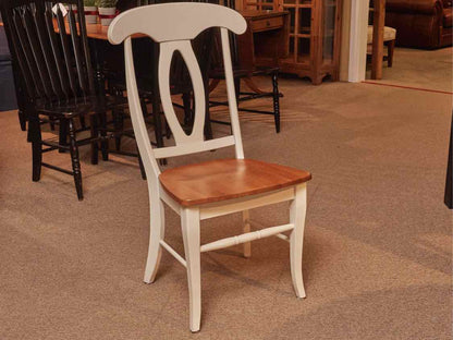 Maple Top Cream Finish Pedestal Table & Leaf & 4 Chair Set