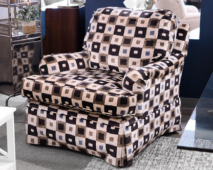 Upholstered Club Chair in a Geometric Upholstery