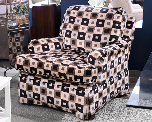 Upholstered Club Chair in a Geometric Upholstery