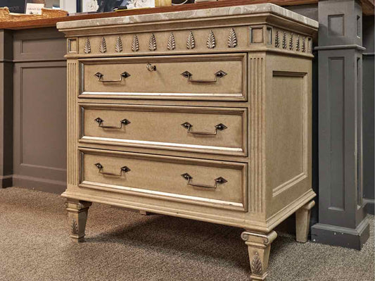 Marge Carson Stone Top Accent Chest in Cream and Silver