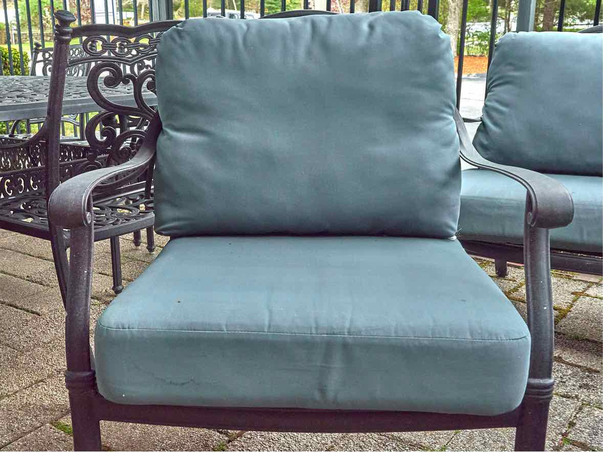Black Cast Aluminum Outdoor Sofa & 2 Chair & Ottoman  Set