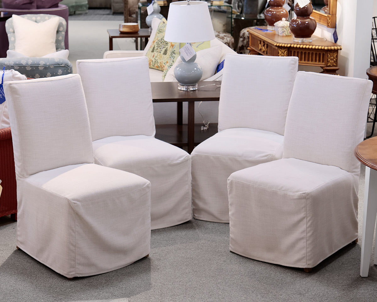 Set of 4 Serena & Lily"Ross" Long Slipcovered Dining Chairs
