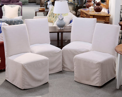 Set of 4 Serena & Lily"Ross" Long Slipcovered Dining Chairs