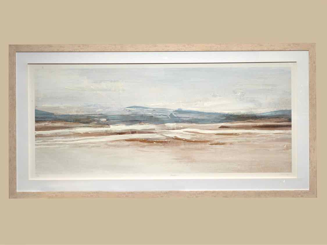 Blue & Beige Abstract Landscape Print