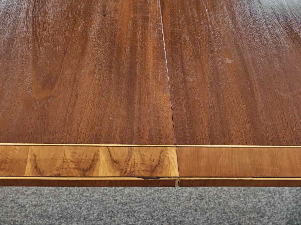 Baker Mahogany Double Pedestal Dining Table with Yewwood Banded Inlay