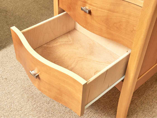 Maple 2 Drawer 1 Shelf Chrome Knobs  Glass Top Nightstand