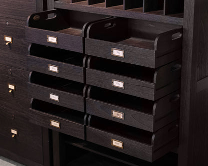 Arhaus Telegraph Office Storage Cabinet in Ebony Finish with Brass Hardware