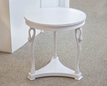 Italian Made White Finish Side Table with Swan Head Accent